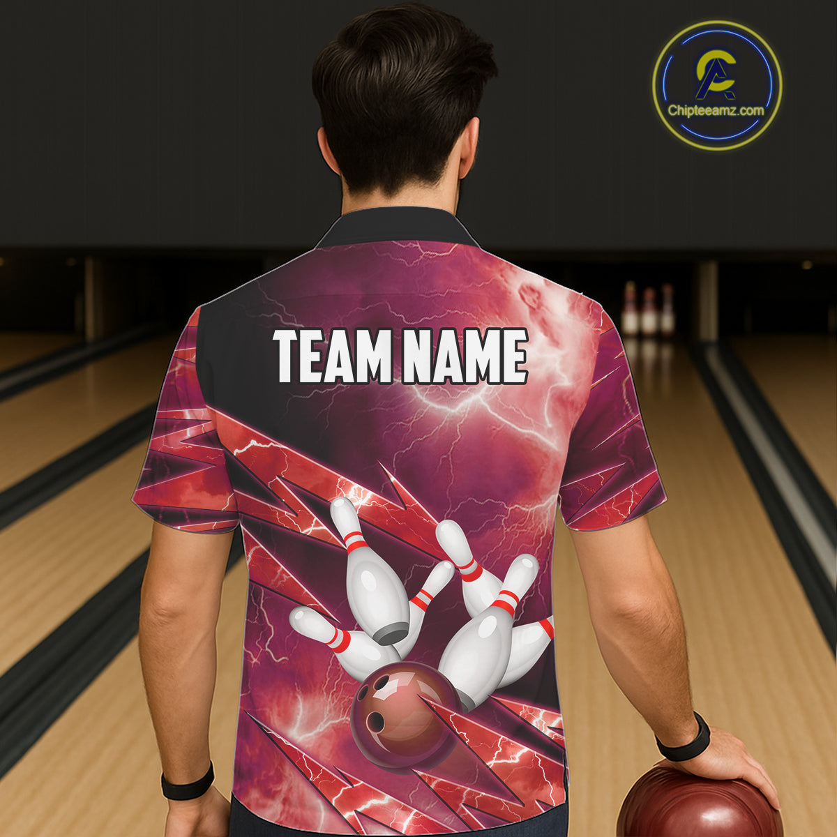 Red Storm Lightning Thunder Bowling Button-up Shirt Custom Hawaiian Bowling Team Jersey NQS11718