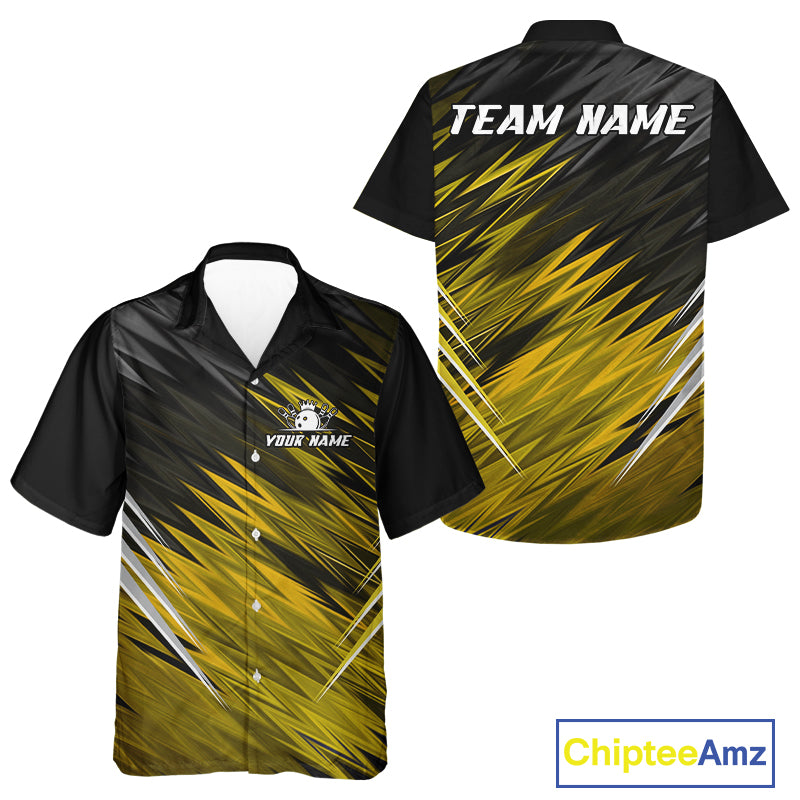 Yellow and Black Hawaiian Bowling shirt Custom Name and Team name Bowling Jerseys Bowlers Outfit NQS11003