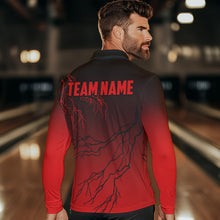 Load image into Gallery viewer, Black and Red gradient Lightning thunder storm Bowling shirts for Men Custom Bowling Team Jerseys NQS9353
