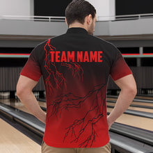 Load image into Gallery viewer, Black and Red gradient Lightning thunder storm Bowling shirts for Men Custom Bowling Team Jerseys NQS9353