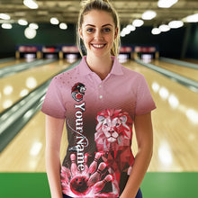 Load image into Gallery viewer, Red Lightning Lion Bowling Polo, Quarter Zip Shirts for Women Custom Lion Bowling Team jerseys NQS9692