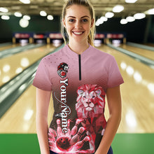 Load image into Gallery viewer, Red Lightning Lion Bowling Polo, Quarter Zip Shirts for Women Custom Lion Bowling Team jerseys NQS9692