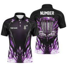 Load image into Gallery viewer, Icy Purple Mens Disc golf polo shirts custom black disc  golf basket jerseys, disc golf shirts NQS7633