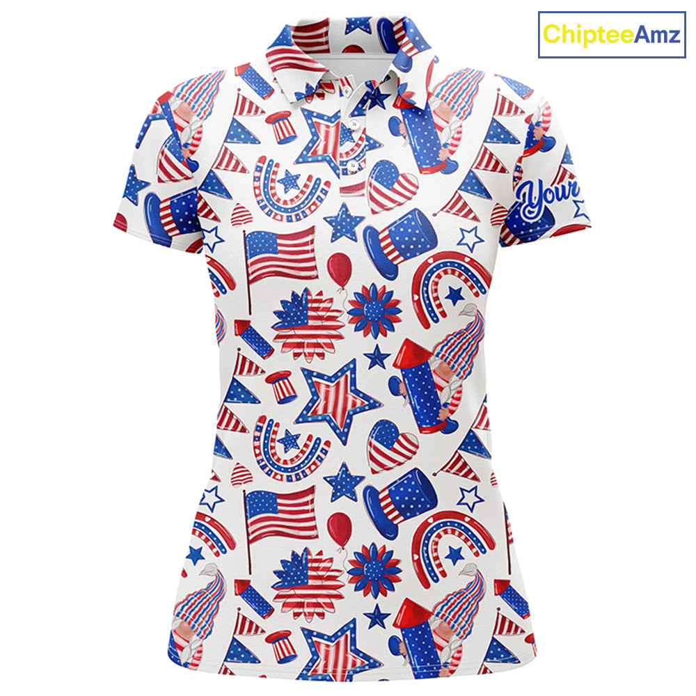 Women golf polo shirts USA independence day pattern custom patriot team golf polo shirts NQS5780