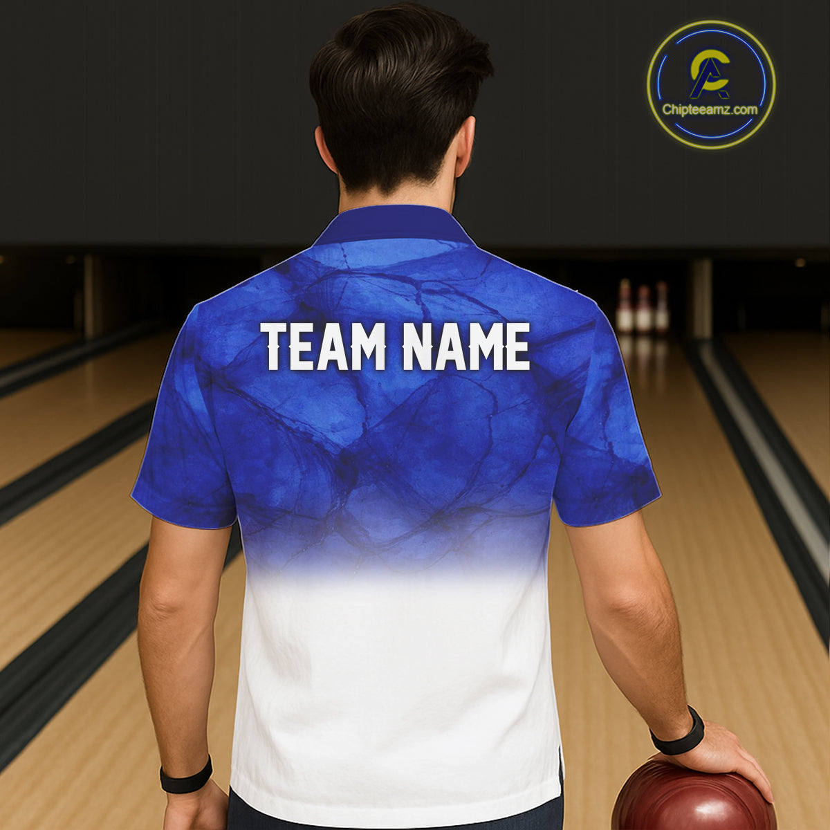 Blue and White Bowling Hawaiian Shirt Custom Team Bowling button up shirt, gift for bowlers NQS11321