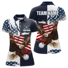 Load image into Gallery viewer, Red, White and Blue American Flag Eagle Golf polo shirts For Women Custom Patriotic Golf Team Jersey NQS9608