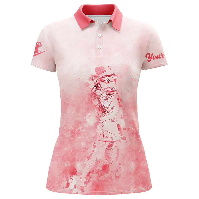 Womens golf polo shirt custom name golf shirt, ladies golf tops for women | pink NQS4796