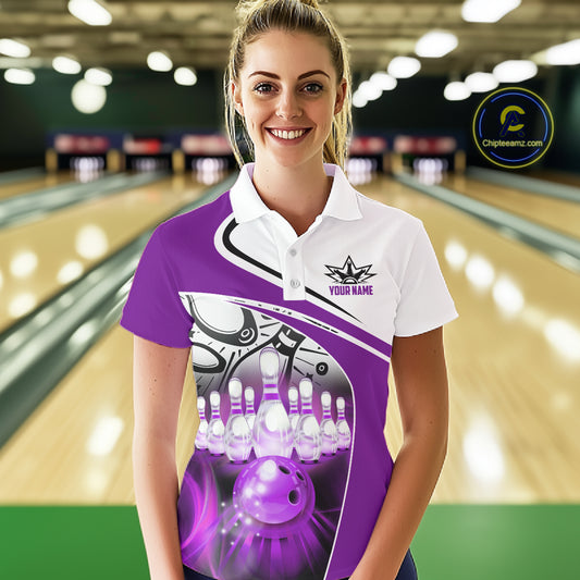 Funny Bowling Shirt For Women custom name There is no crying in bowling just lots of swearing| Purple NQS11351