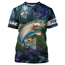 Load image into Gallery viewer, Rainbow trout Fishing blue camo fishing team trout Custom Long Sleeve UV protection fishing shirts NQS6070