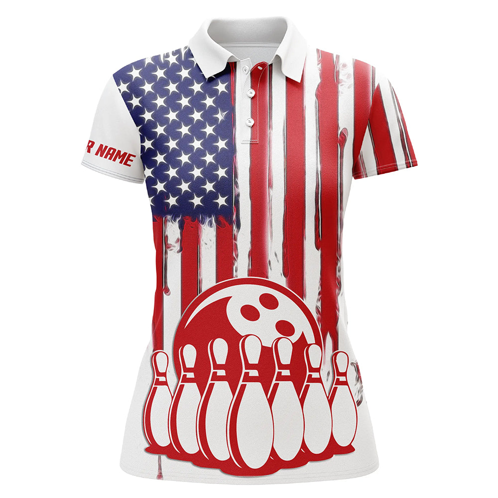 Custom bowling shirt for women – personalized team jersey front view