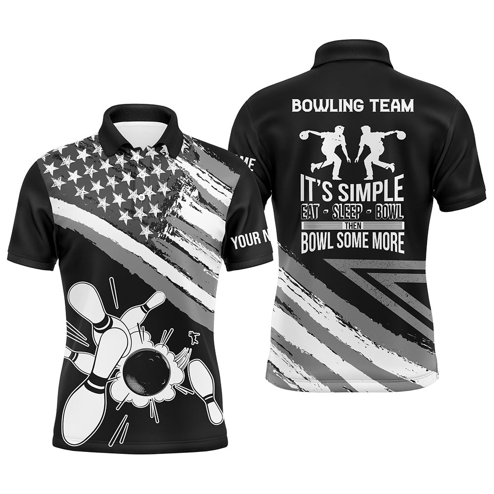 Custom Black bowling shirt for men – personalized team jersey front view