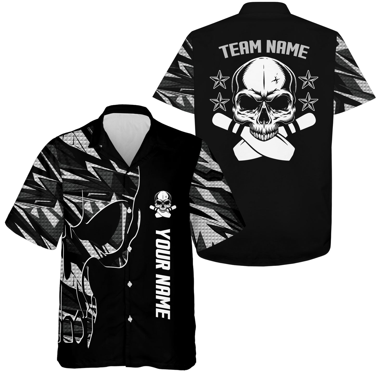 Custom Hawaiian bowling shirt for bowling – personalized team jersey front view