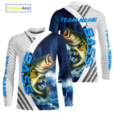 Load image into Gallery viewer, Blue and White Camo Largemouth Bass fishing Custom name sun protection Bass fishing team jerseys NQS9981