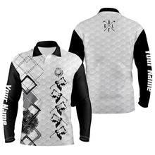 Load image into Gallery viewer, Black and white Mens golf polo shirt custom name men's golf apparel, gifts for golf lovers NQS3956