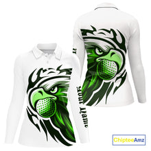 Load image into Gallery viewer, Womens golf polo shirts custom Green Eagle golf ball white golf tops, team golf attire for ladies NQS10554
