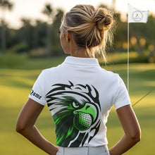 Load image into Gallery viewer, Womens golf polo shirts custom Green Eagle golf ball white golf tops, team golf attire for ladies NQS10554