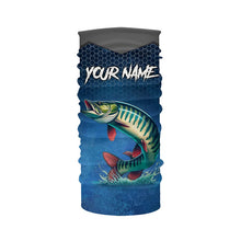 Load image into Gallery viewer, Blue camo Musky fishing Custom performance long sleeve team Muskellunge fishing tournament shirts NQS7771