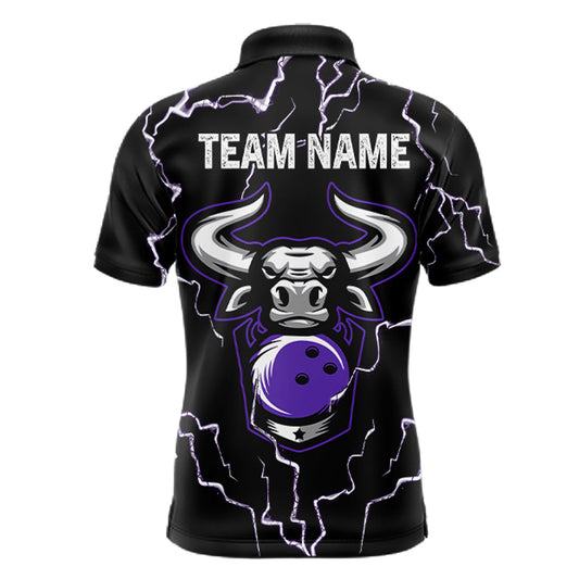 Bowling Bull Thunder Lightning Black & Purple Bowling shirt for men custom Bowling Team League Jersey NQS11419