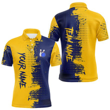Load image into Gallery viewer, Blue and Yellow Bowling Polo, Quarter Zip shirts for Men Custom Bowling Team Jerseys NQS9354