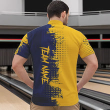 Load image into Gallery viewer, Blue and Yellow Bowling Polo, Quarter Zip shirts for Men Custom Bowling Team Jerseys NQS9354