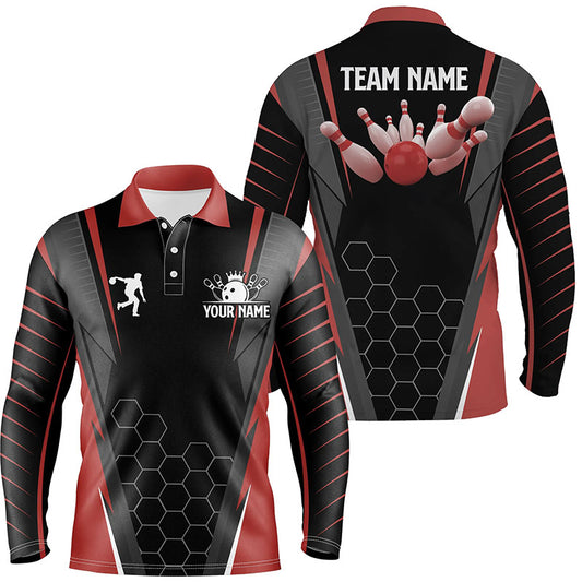 Black personalized bowling shirt for men – custom name design side view