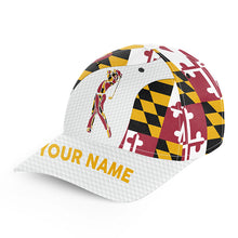 Load image into Gallery viewer, Mens golf hat for men custom name Maryland flag patriot baseball men's golf cap NQS7468