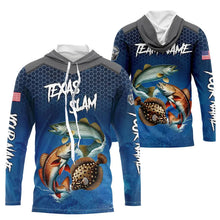 Load image into Gallery viewer, Blue Texas Slam fishing Custom performance long sleeve team Redfish, Trout, Flounder fishing shirt NQS9239