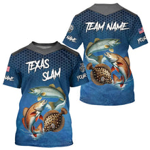 Load image into Gallery viewer, Blue Texas Slam fishing Custom performance long sleeve team Redfish, Trout, Flounder fishing shirt NQS9239