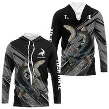 Load image into Gallery viewer, Personalized Black camo Catfish Fishing Jerseys, Catfish Long Sleeve Fishing Tournament Shirts NQS9750