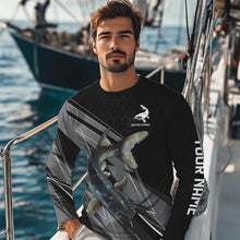 Load image into Gallery viewer, Personalized Black camo Catfish Fishing Jerseys, Catfish Long Sleeve Fishing Tournament Shirts NQS9750