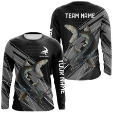 Load image into Gallery viewer, Personalized Black camo Catfish Fishing Jerseys, Catfish Long Sleeve Fishing Tournament Shirts NQS9750