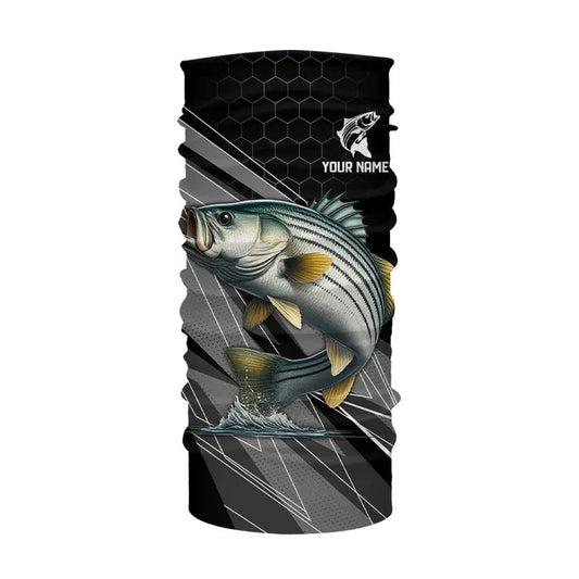 Personalized Black camo Striped Bass Fishing Jerseys, Striper Long Sleeve Fishing Tournament Shirts NQS9282