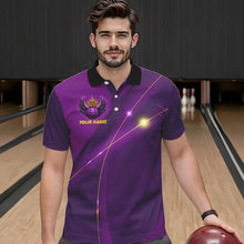 Load image into Gallery viewer, Purple and Gold Crown Bowling ball wings Bowling Shirts For Men Custom Bowling Team Outfits NQS9445