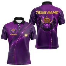 Load image into Gallery viewer, Purple and Gold Crown Bowling ball wings Bowling Shirts For Men Custom Bowling Team Outfits NQS9445
