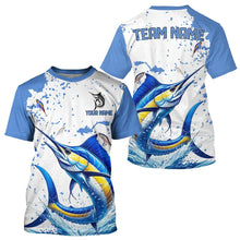 Load image into Gallery viewer, Personalized Blue and white Marlin Fishing Shirts Custom Marlin Long Sleeve Fishing Team Jerseys NQS9308