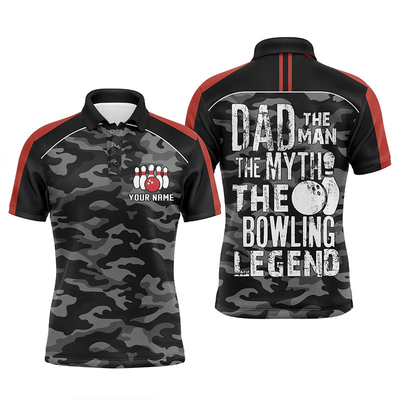 Custom black bowling shirt for bowling – personalized team jersey front view