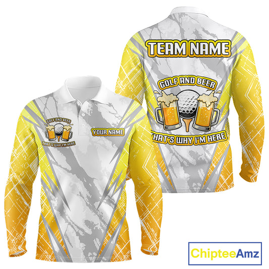 Golf and beer That's why I'm here Funny Men golf polo shirts Custom Team Golf beer shirt for men NQS10133