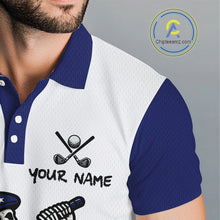 Load image into Gallery viewer, Red, White and Blue American Flag Skull Golf polo shirts for men custom patriotic golf top for men NQS10851