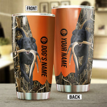 Load image into Gallery viewer, Black Labrador Retriever Birds & Deer shed Hunting Dog Custom name Stainless Steel Tumbler Cup FSD4284