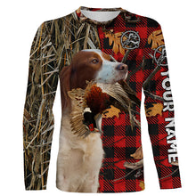 Load image into Gallery viewer, Irish Red & White Setter Pheasant Hunting Dog Red Plaid Camo Custom Name Shirts, Christmas Gifts for Hunters FSD4248
