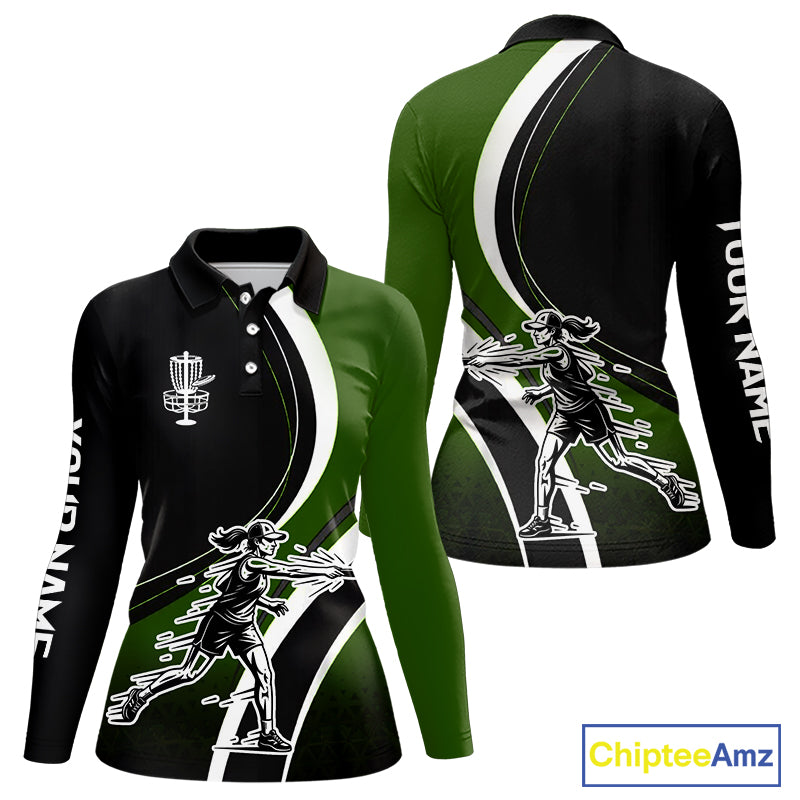 Green Womens Disc Golf Polo Shirt Customized Disc Golf Shirts For Women Disc Golfing Gifts NHT895