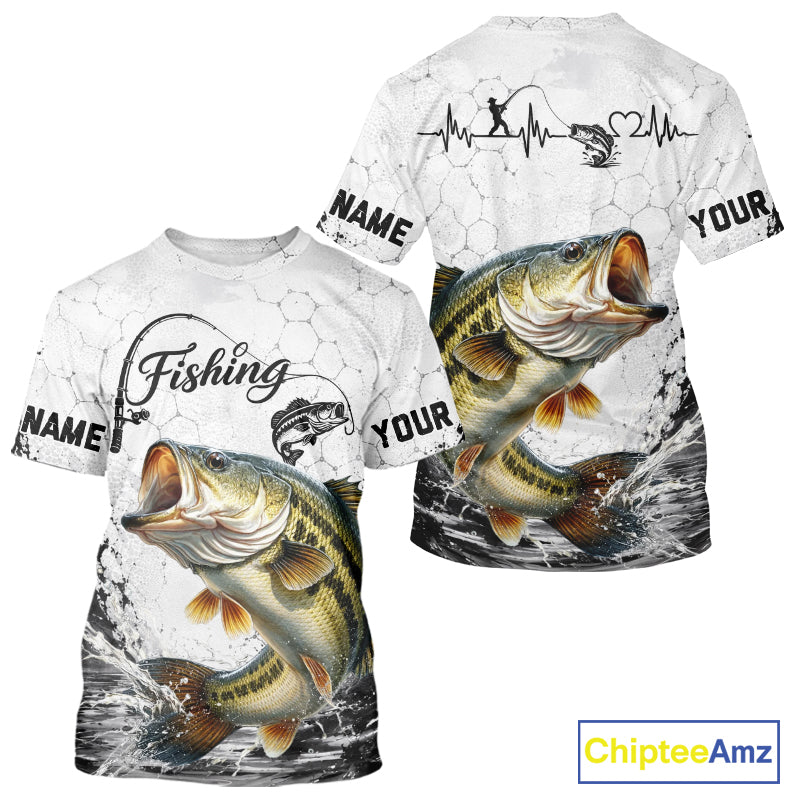 Custom Name Bass Fishing T - Shirt Performance, Bass Gift For Men