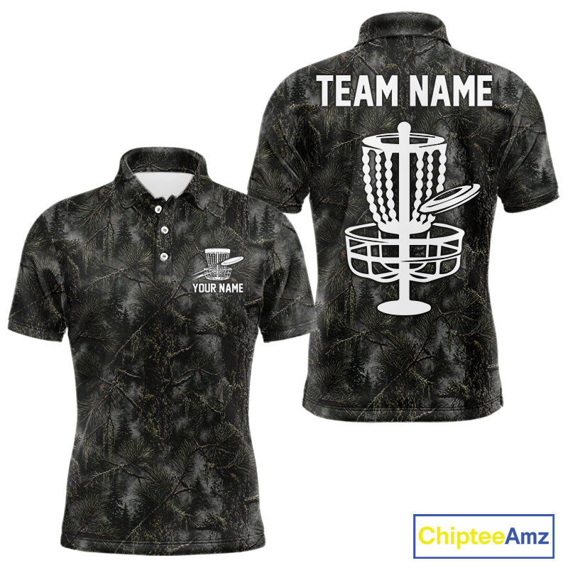 Camo Forest Disc Golf Polo Shirt Custom Name – Forest Camouflage Performance Polo Shirt NHT835