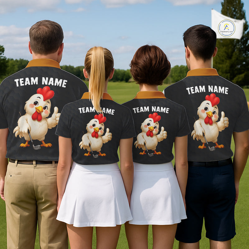 Funny Chicken Golf Polo Shirt Personalized Custom Name Rooster Golfer Polo For Men NHT946