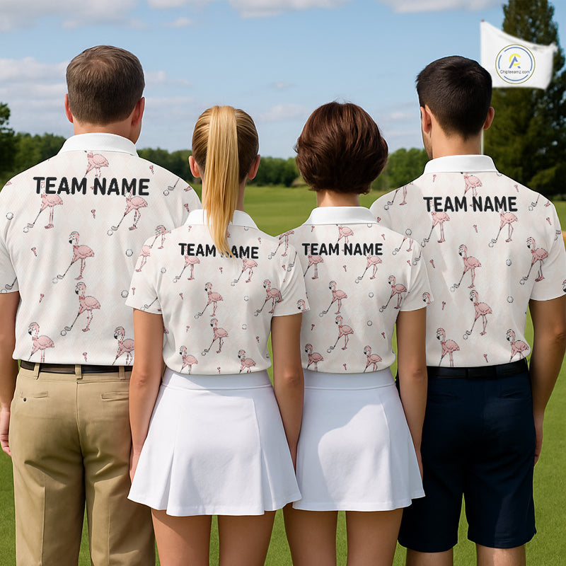 Personalized Argyle Funny Flamingo Pattern Womens Golf Polo Shirt - Custom Golf Team Gift NHT1009