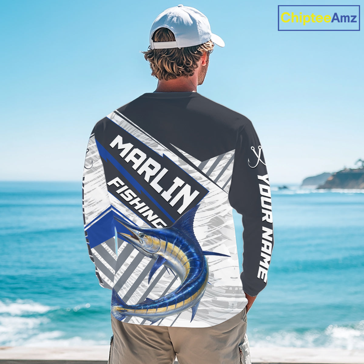 Personalized Marlin Fishing Jerseys For Fishing Team, Marlin Fishing Shirts Long Sleeve NHT919