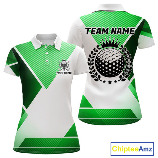 Green And White Golf Ball Golf Polo Shirts Custom Golf Clothing , Golf Gifts For Womens NHT591