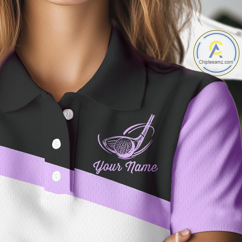 Leopard Womens Golf Polo Shirt Custom Purple Leopard Pattern Team Golf Tops, Golf Gifts NBT589