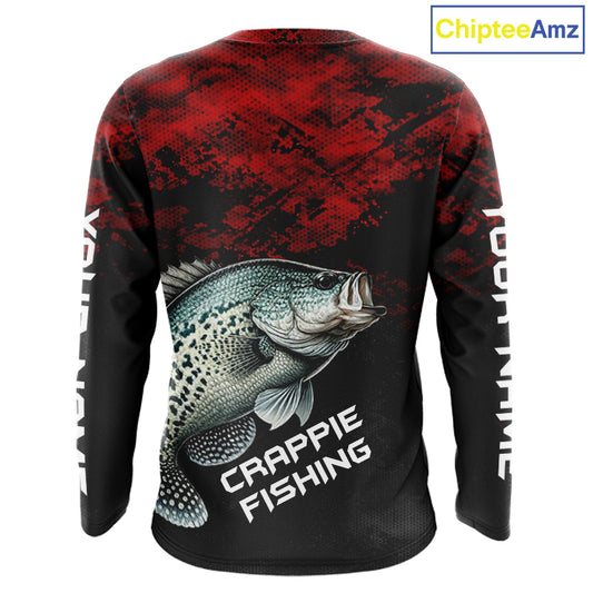 Personalized Crappie Fishing Shirts Red Camo Custom Name, Crappie Fishing Shirts NBT465