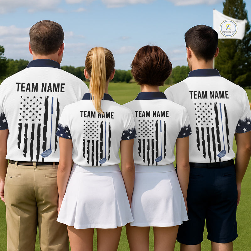 USA Flag Pattern Mens Golf Polo Shirt, Patriotic American Golf Shirt, 4Th Of July Golf Outfit NBT613